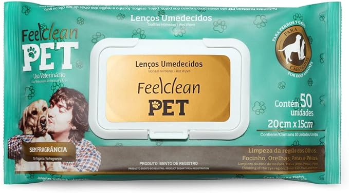 BOLYDOOM Toalhas Umedecidas Pet 50 Unidades Com Tampa Flip Top Feelclean