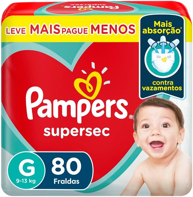 Pampers Fraldas Supersec G 80 Unidades