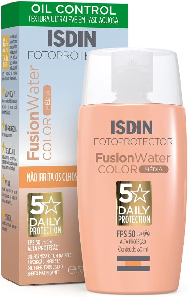 ISDIN Protetor Solar Facial Fusion Water 5 Stars Color Fps 50 50Ml – Cor Média