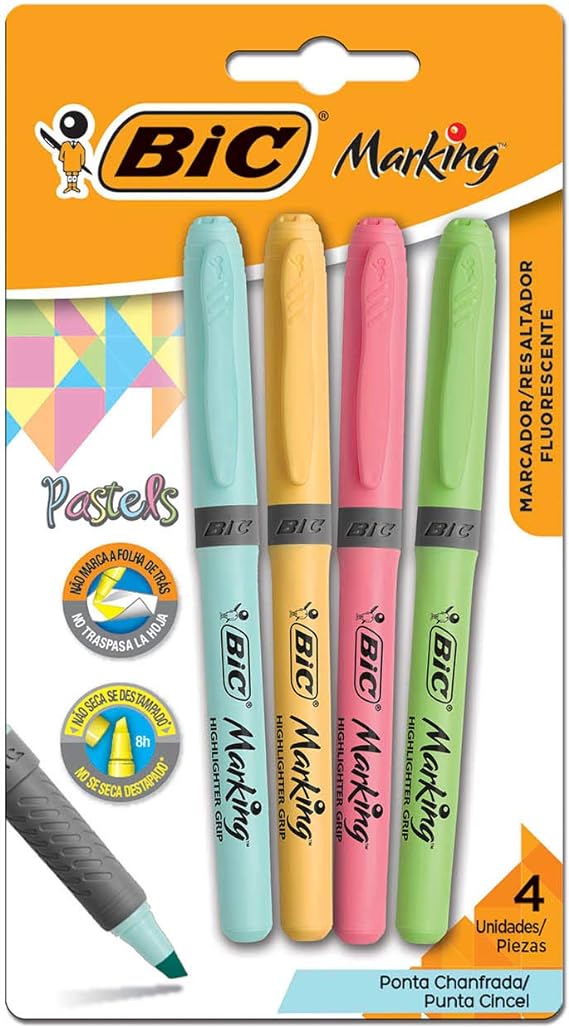 Pincel Marcador de Texto Cores Pastel BIC Marking